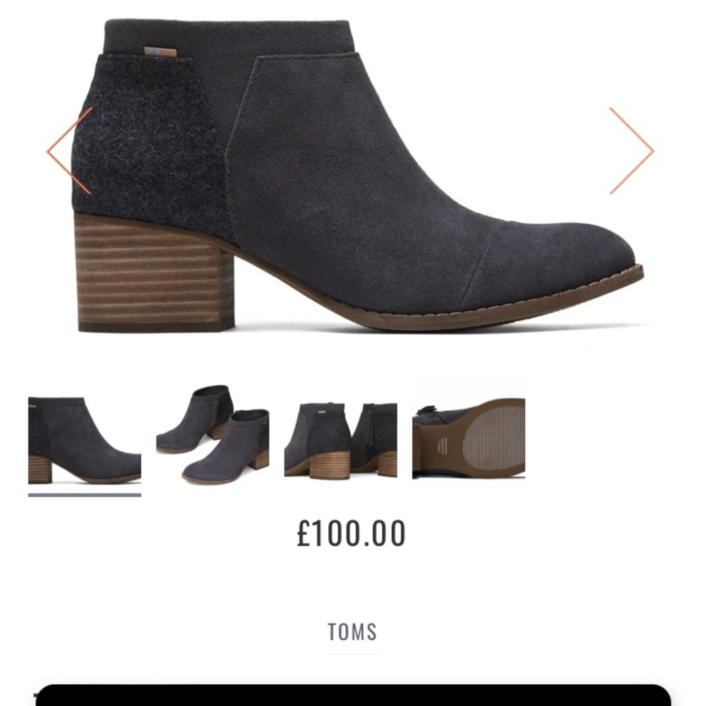 TOMS WOMENS LOREN ANKLE BOOTS - GREY SUEDE / FELT - Picture 3 of 5